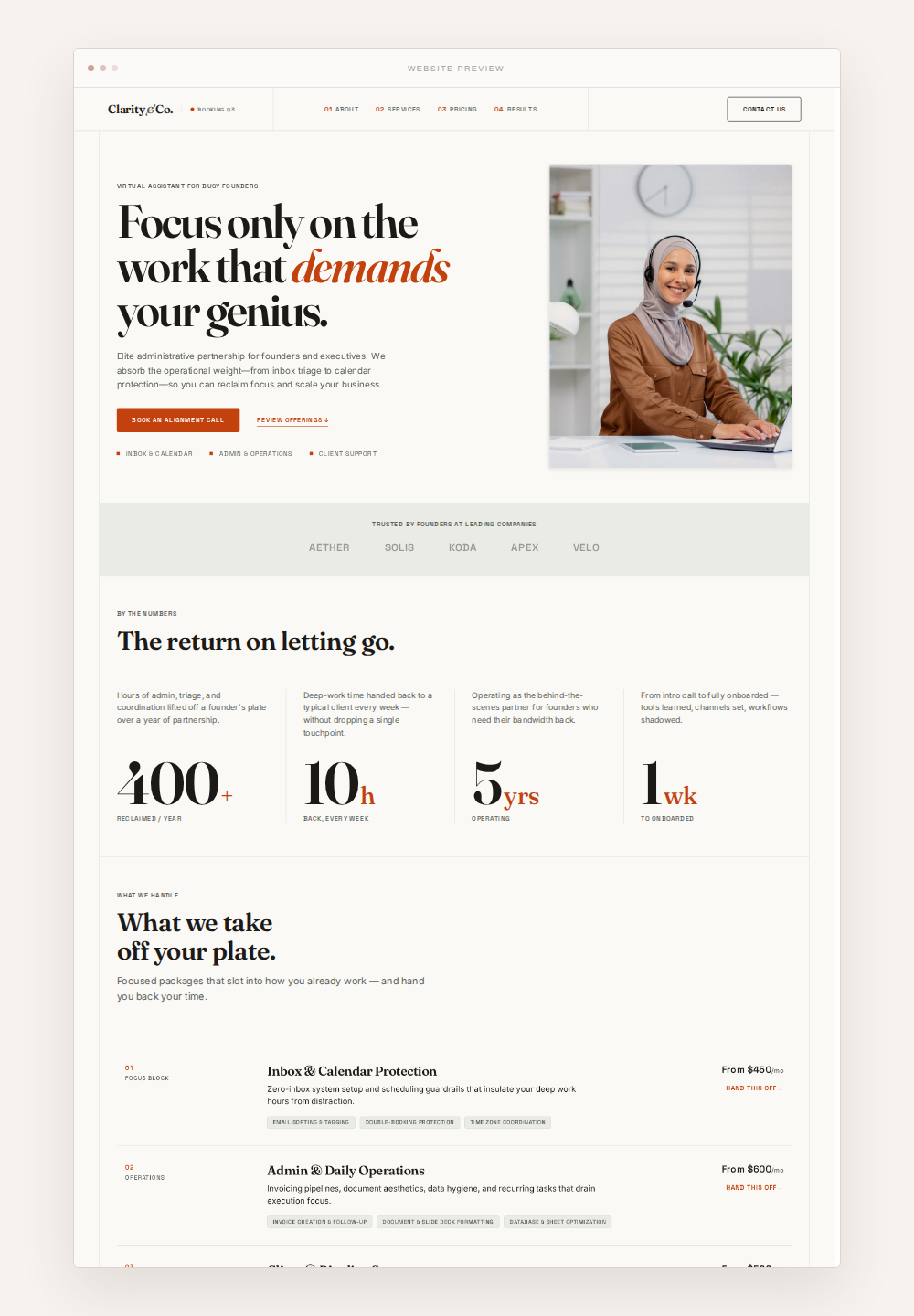 Thera website desktop home page screenshot